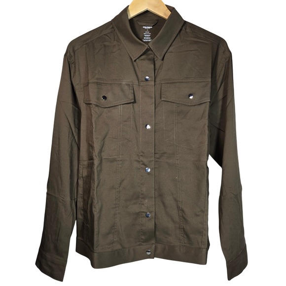 girlfriend collective Jackets & Blazers - Girlfriend Collective Belted Wendy Tie Shirt Shacket Brown Windbreaker Small NWT